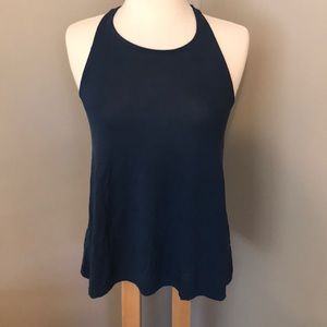 blue flowy tank top